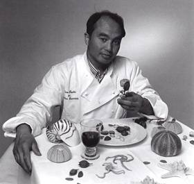henri Henri Roquas with some of the subjects of his gastronomical-archeological-anthropological experiments